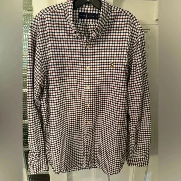 Ralph Lauren men’s button up lightweight checkered shirt sz large - Picture 1 of 10